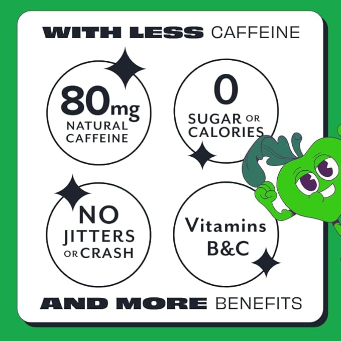 ASPIRE® Apple Acai Healthy Energy Drink 80mg Natural Caffeine Zero Sugar No Carbs Keto Friendly 12 Pack Green Tea Sugar Free Drink Low Caffeine Zero Calorie