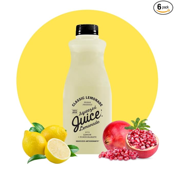 Squeezed Juice Classic Lemonade 100% Juice - 32 FL OZ Multi-Serve Bottle | HPP Pasteurized | Not from Concentrate | Fresh Pressed | California Fruit Juice…