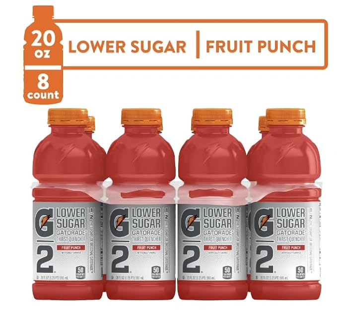 Gatoraide Low-Sugar Variety Pack Sport Drink Hydration Beverage Grape + Fruit Punch 20 Fl Oz Bottles (Pack of 8) Replenishes Electrolytes and Supports Active Lifestyles Electrolyte Drink