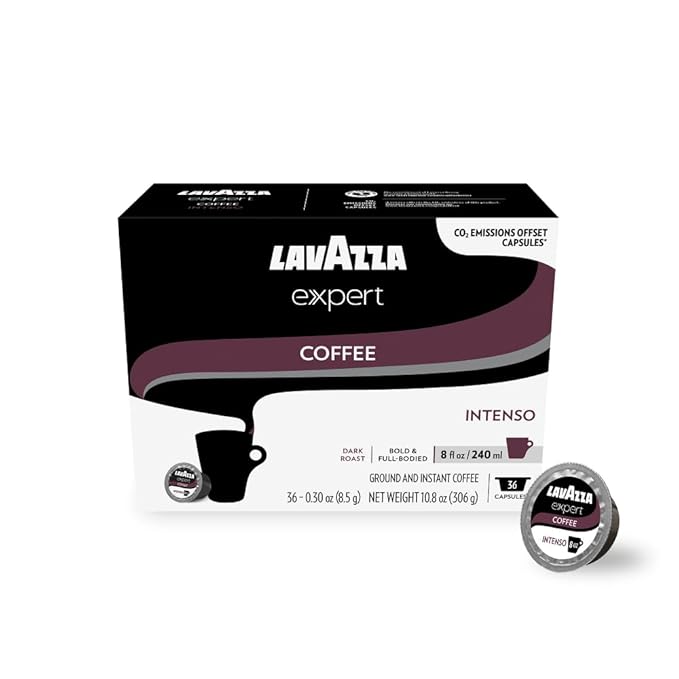 Lavazza Expert Intenso Coffee Capsules Dark Roast Arabica and Robusta Blend Compatible with Lavazza Classy Plus Machine (36 Capsules) (Pack of 2)