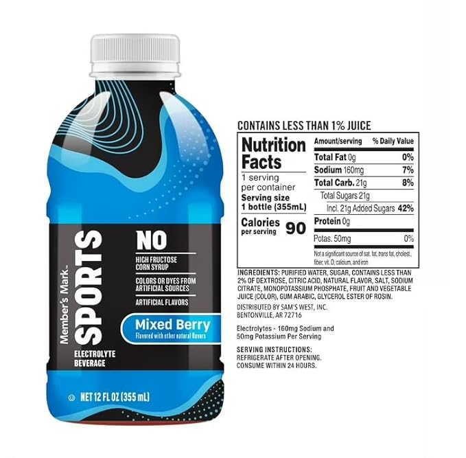 Sports Drink Variety Pack 12 fl oz Bottles (24 Pack) - Electrolyte Hydration - Includes Fruit Punch Mixed Berry and Orange - Rapid Recovery Fuel for Athletes