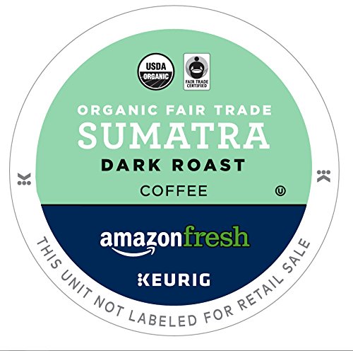 AmazonFresh 80 Ct. Organic Fair Trade K-Cups Sumatra Dark Roast Keurig K-Cup Brewer Compatible