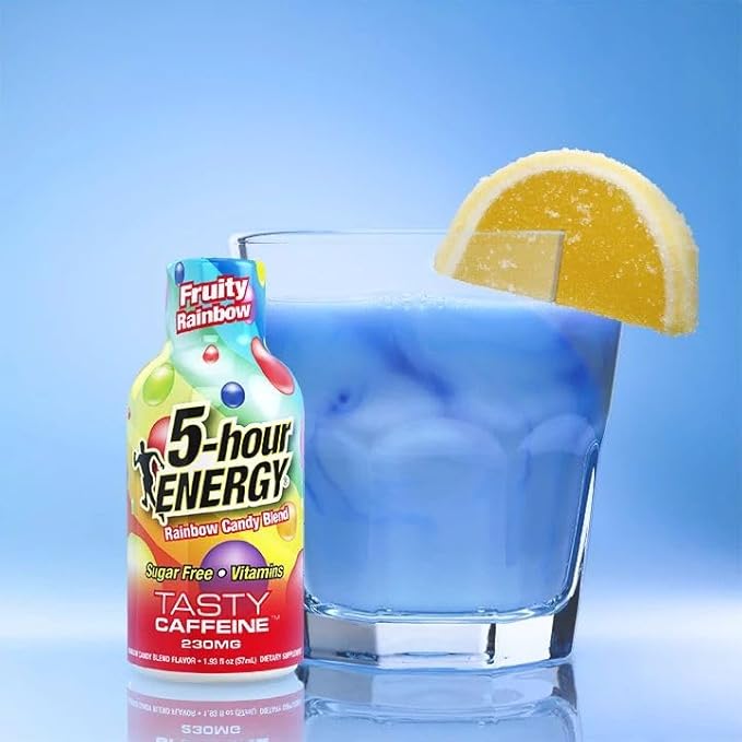 5-hour ENERGY Extra Strength Shots Birthday Cake Fruity Rainbow Cotton Candy Variety Pack 1.93 Fl oz 30 Bottles (12 Cotton Candy 12 Birthday Cake and 6 Fruity Rainbow)