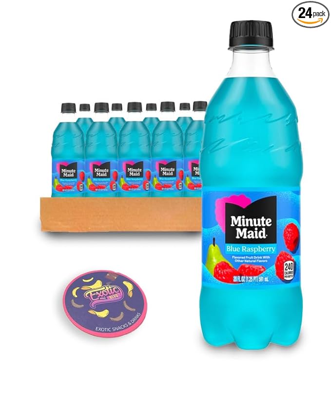 Minute Maid Blue Raspberry 20oz 24 pack Bundle with Exotic Blvd Coaster