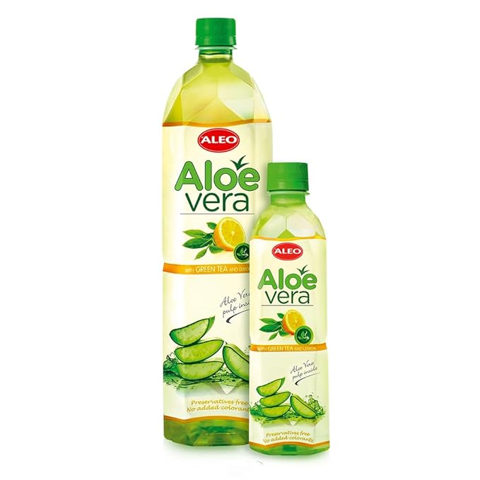 ALEO 1.5L x 12 Premium Green tea and Lemon Aloe Vera Drink - Natural No Preservatives No Artificial Colors Superior Taste Award 2025