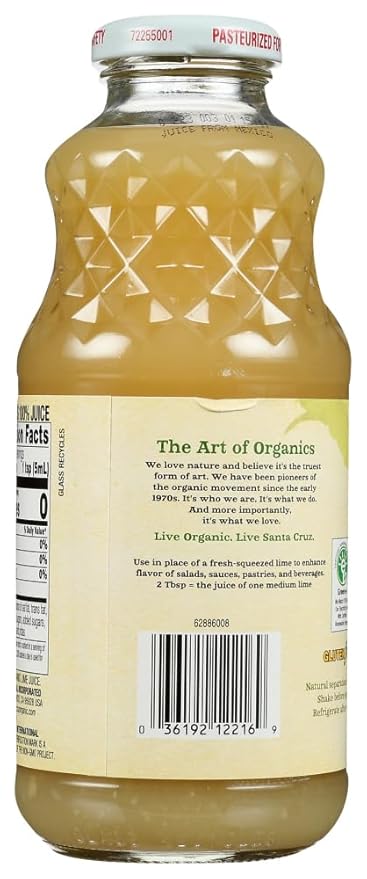 Santa Cruz 100% Lime Juice OG2 16 oz. (Pack of 12)