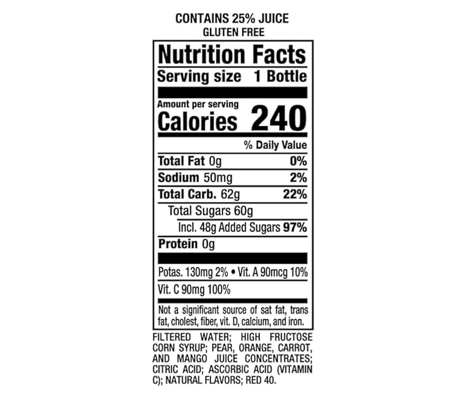 Juice 16 Fl Oz (12 pack Mango Carrot)
