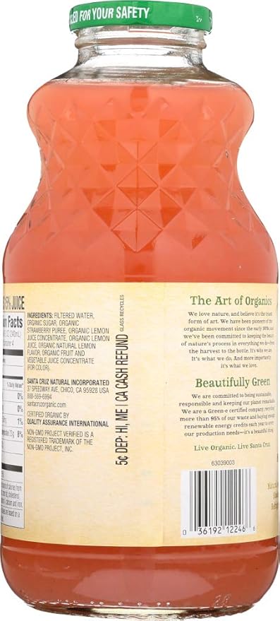 PACK OF 16 - Santa Cruz Organic Strawberry Lemonade 32.0 FL OZ