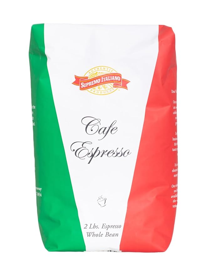 Supremo Italiano Cafe Expresso Whole Bean Coffee Cafe Gourmet Coffee Classic Italian Espresso 2 Lb Black