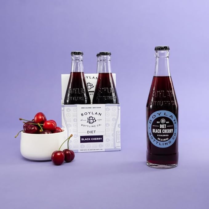 Boylan Bottling Craft Diet Black Cherry Soda 12oz Glass Bottle (12 Pack Diet Black Cherry)
