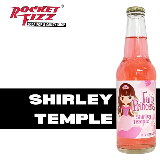 Rocket Fizz Fairy Princess Shirley Temple Soda Flavor | Cane Sugar | Craft Soda Pop Drinks | 12 oz in Glass Bottle (6 Pack)