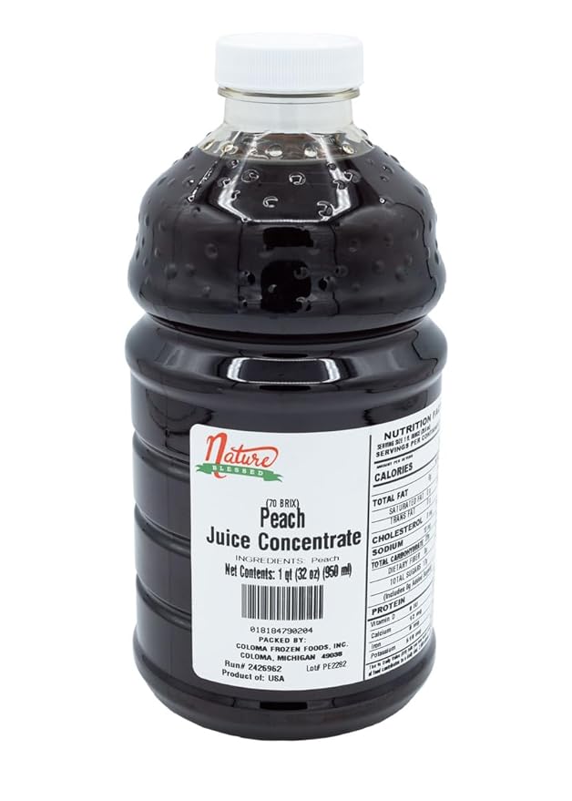 Nature Blessed 100% Pure Peach Fruit Juice Concentrate - 1 Quart (1/32 fl oz bottle) Excellent for Wine Making Brewing Distilling Cider at Home