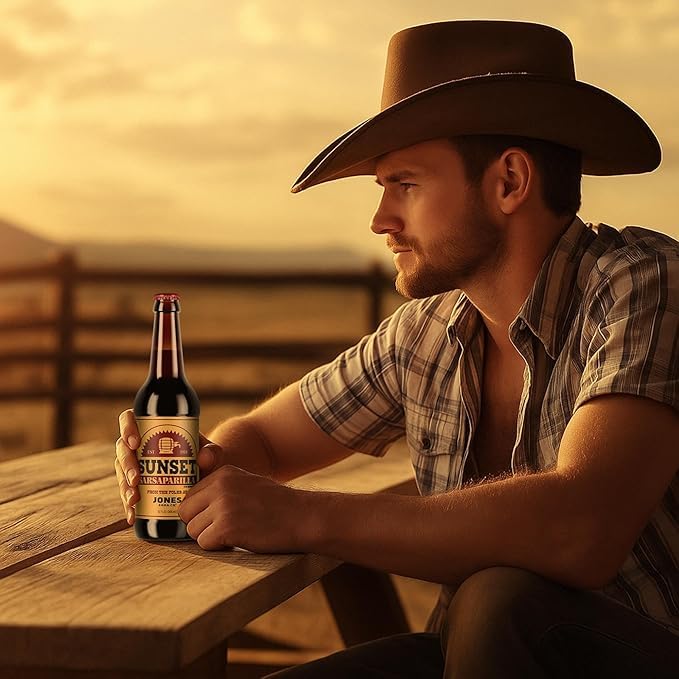 Sunset Sarsaparilla 12oz Jones bottle | 12 Pack highly collectable limited timed offer