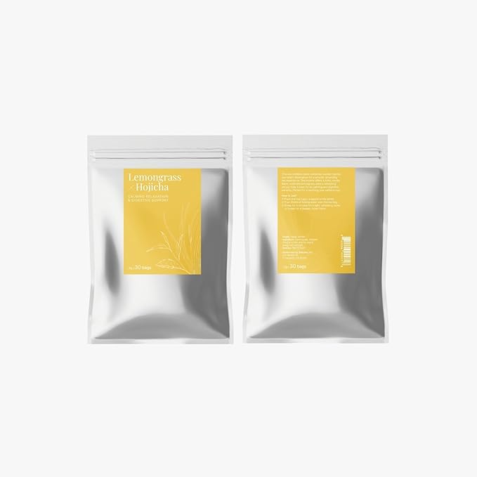 Lemongrass &amp Hojicha Tea – Low-Caffeine Roasted Green Tea Blend – 30 Bags