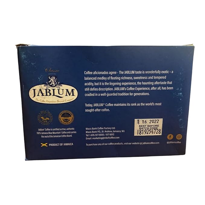 Jablum Jamaica Blue Mountain Single Serve Coffee Pods for K Cup Brewers 2.0 12 Count