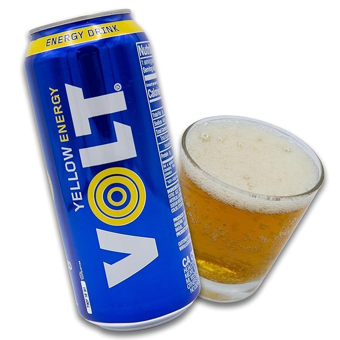 VOLT Energy Drink Mixed Pack – 16 fl. oz. (6-Pack) – 4 Cans of Guarana Yellow &amp 2 Cans of Blueberry Blue
