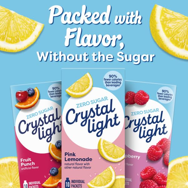 Crystal Light On-The-Go Variety Pack – Peach Mango Green Tea &amp Pink Lemonade Sugar-Free Powdered Drink Mix 10 CT Each (2 ea.Variety Pack)