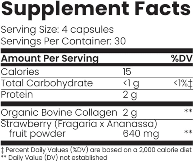 Organic Collagen Australia Beauty Brilliance Pure Collagen &amp Strawberry Capsules 120 Count