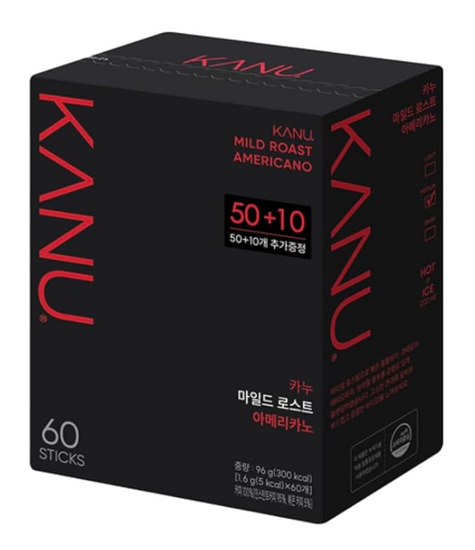 KANU Mild Roast Americano Coffee – Smooth &amp Nutty Flavor Medium Roast Clean Aftertaste 1.6g x 60 Sticks