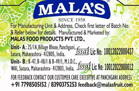 Mala's Pineapple Crush Pet Bottle -Made from Natural and Real Fruit Extracts Pet Bottle 1000 g