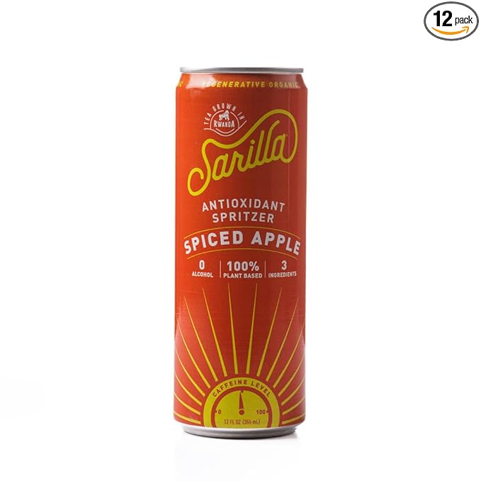 Sarilla Nonalcoholic Spiced Apple Spritzer Like Cider but Lighter with Real Brewed Tea Low Calorie No Added Sugar 12-Pack