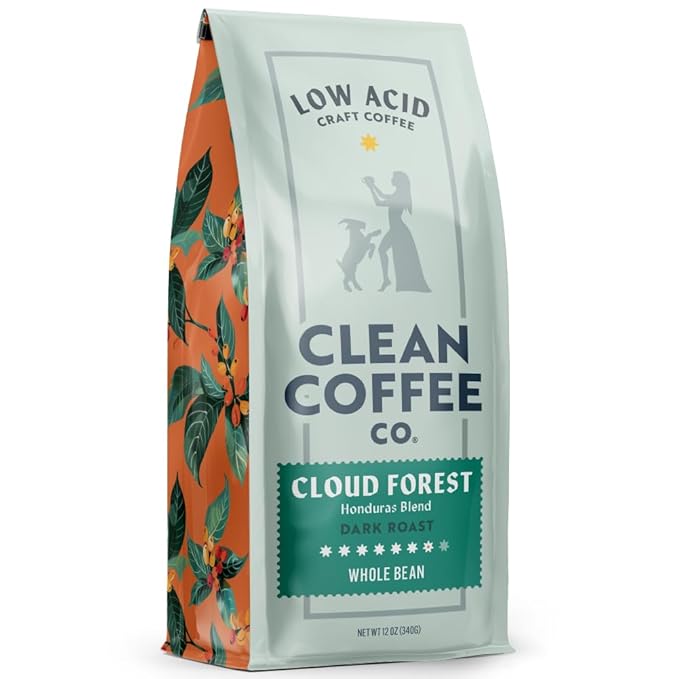 Clean Coffee Co. - Low Acid Dark Roast Tested for Molds and Toxins Honduras Blend Notes of Caramel Dark Chocolate and Toasted Malts (Whole Bean 12 oz Bag)