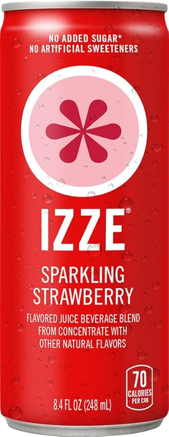 IZZE Sparkling Water Juice Beverage Blend Dawn Variety Pack Mango Clementine Strawberry Pomegranate No Sugar Added 8.4 FL OZ (Pack of 48)