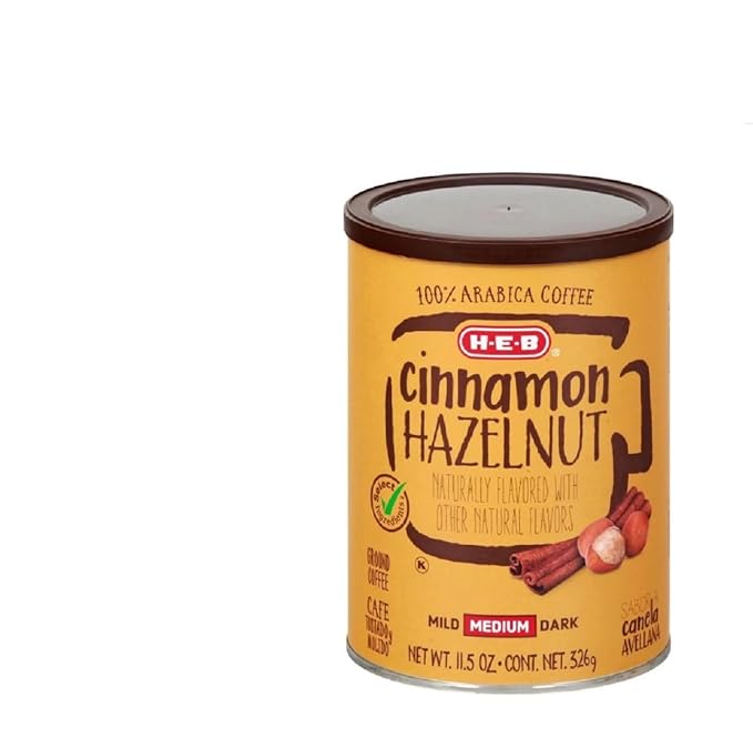 HEB Medium Roast Ground Coffee - 1 canister (Cinnamon Hazelnut 11.5oz)