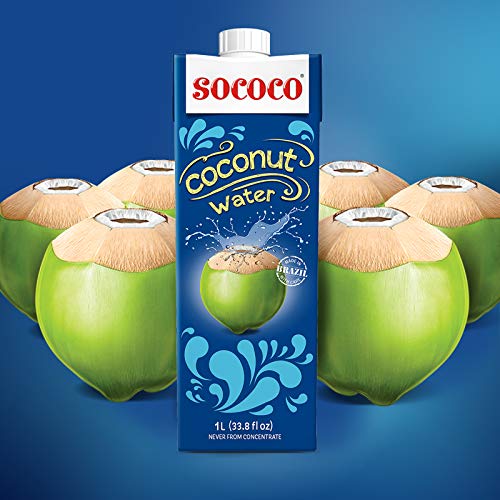 SOCOCO 100% Pure Coconut Water | Natural Electrolytes | Vital Nutrients | Refreshing 33.8 Oz (Pack of 12)