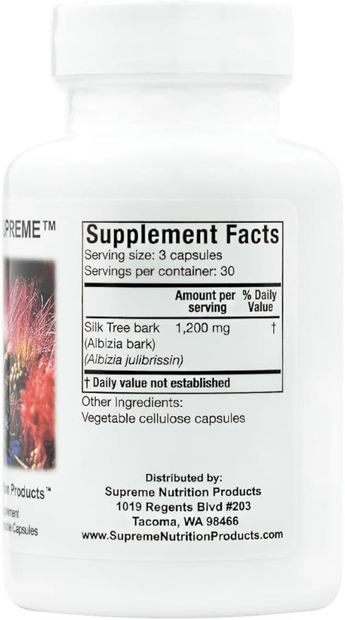 Supreme Nutrition Albizia Supreme 90 Pure Silk Tree Bark Vegetarian Capsules (90 Count (Pack of 2))