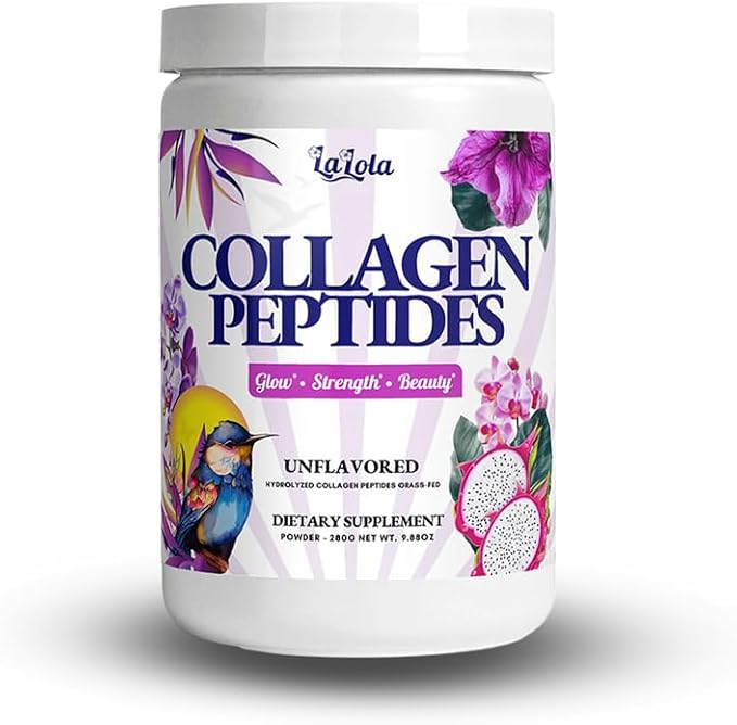 LALOLA Collagen Peptides – Unflavored Grass-Fed Hydrolyzed Collagen (Type I &amp II) – Supports Skin Hair Nails Joints &amp Healthy Aging