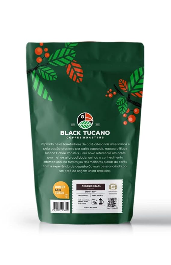 Black Tucano Specialty Coffee - Brazilian Ground Medium Roast Coffee - Organic Ground - 8.8 Ounces 250 Gr