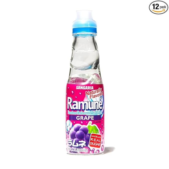 Ramune Grape Soda - 6.76 oz (12 Glass Bottles)