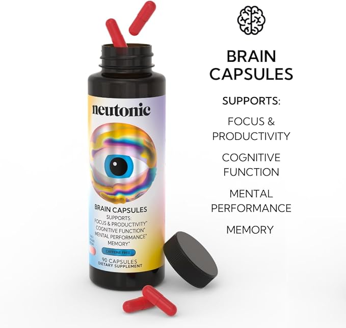 Neutonic Nootropic Brain Supplement | 1 Month Supply 90 Capsules | for Men and Women | Support Memory Mental Clarity Cognitive Function | Boost Focus Energy Brain Health