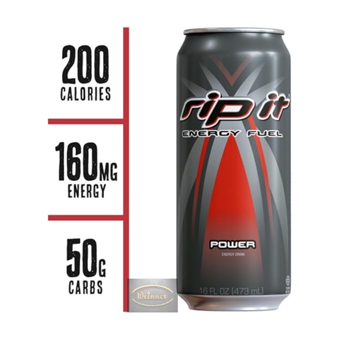 Weinner Rip It Energy Drink Power Regular 16 Fl Oz (Pack of 12)
