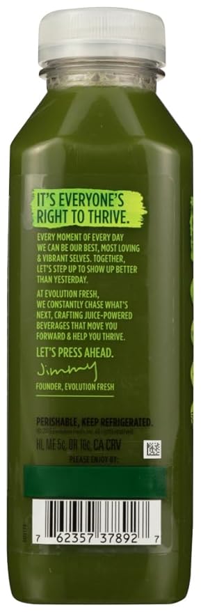 Evolution Fresh Organic Greens and Ginger Juice Blend 15.2 Fluid Ounce - 6 per case.