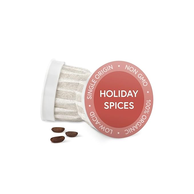 Fabula Organic Coffee Pods Holiday Spices Medium Roast - Low Acid - Single Origin - Mold Free - Non-GMO - Fair Trade - Only Compatible with Keurig K Cup 1.0 &amp 2.0 Brewers - 24 Count