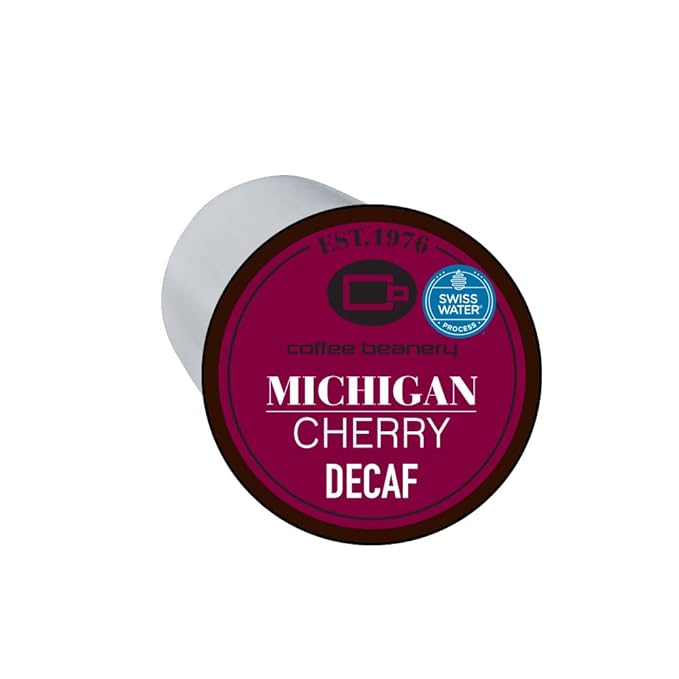 Coffee Beanery Michigan Cherry Decaf Coffee Pods | Medium Roast Arabica Coffee - 96ct Gourmet Flavored Decaf