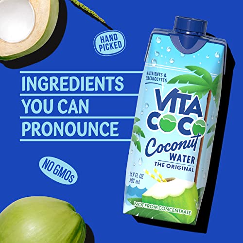 Vita Coco Coconut Water Pure - Naturally Hydrating Electrolyte Drink - Smart Alternative to Coffee Soda and Sports Drinks - Gluten Free - 11.1 Ounce (Fridge Pack of 12)