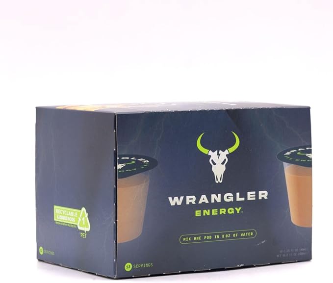 Wrangler Energy by Java House - Single Serve Liquid Energy Drink Concentrate Pods - Peel and Pour - Lightly Sweet Tangy Energy - Pack of 12