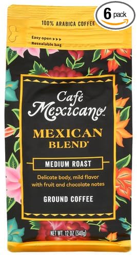 Cafe Mexicano Coffee Ground Mexican Blend Medium 12 oz (Pack of 6)