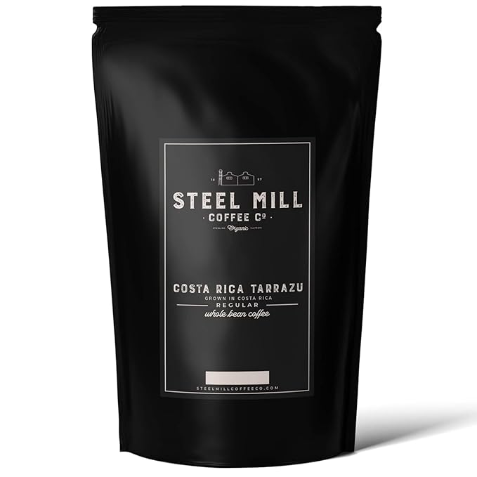 Steel Mill Coffee Co. | Costa Rica Tarrazu Single-Origin Gourmet Coffee | 2 LB Bag | Whole Bean | Medium Roast | 100% Arabica Beans