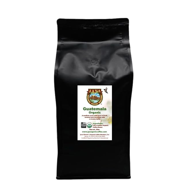 Low Acid Organic Coffee – Whole Bean Mold-Free &amp Stomach Friendly by Java Planet Guatemalan Single Origin Coffee Medium Roast Smooth Full Flavored 5LB Bag