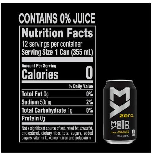 18 Pack of Mello Yello Zero Soft Drink 12oz Cans Soda Pop