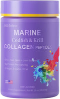 Marine Collagen Powder Hydrolyzed Cod Fish &amp Krill Peptides Premium Marine Collagen Supplement for Women &amp Men – Supports Hair Skin Nails &amp Joint Health Gluten-Free 454g
