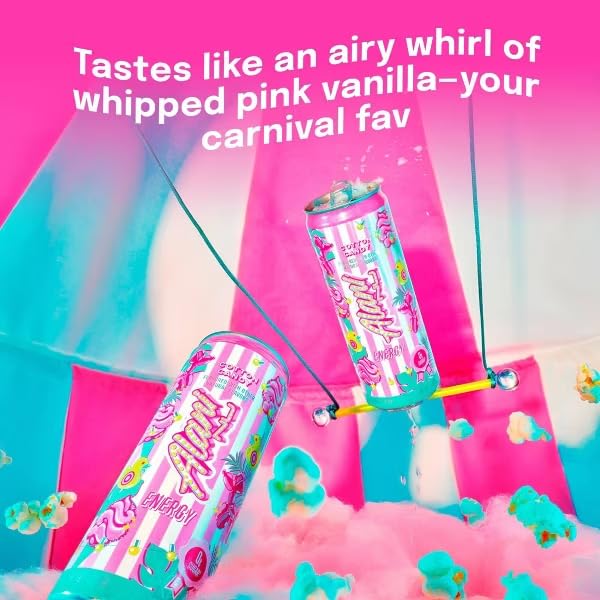 Alani Cotton Candy Energy Drinks sugar free low calorie energy drinks 12 Fl Oz Cans (Pack of 6)