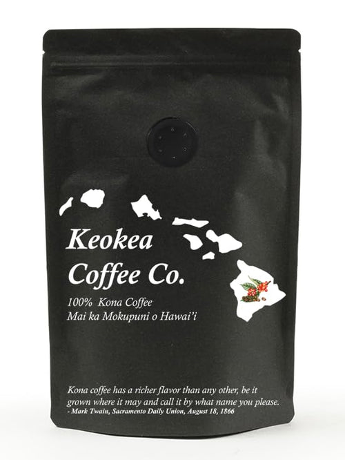 100% Kona Coffee - Whole Bean - Medium Roast - 8oz - Farm Fresh - Grown and Packaged on the Big Island of Hawaii - Keokea Coffee Co.