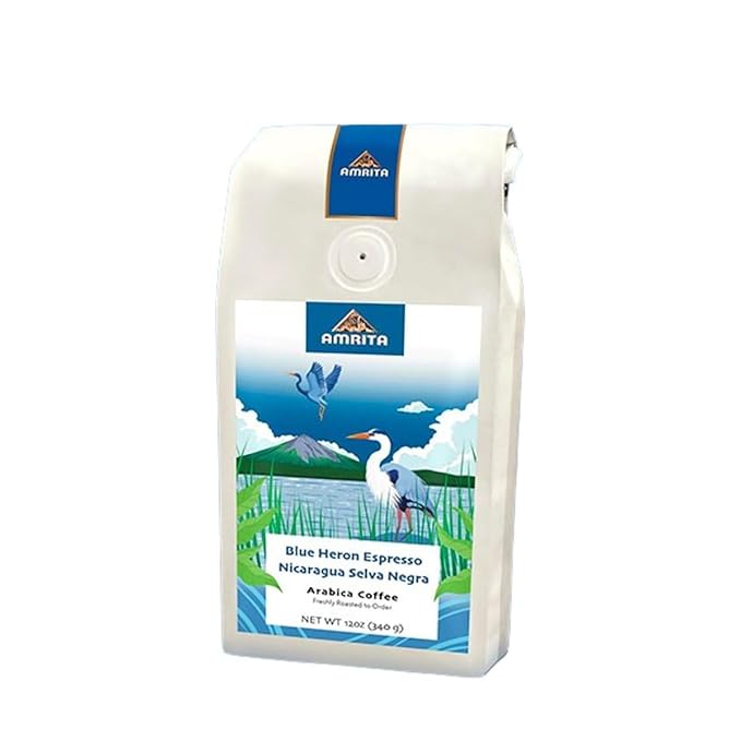 Blue Heron Espresso Nicaragua Selva Negra - Dark - Roasted by Amrita Certified Pure - Freshly Ground Coffee - 2 Pound Bag