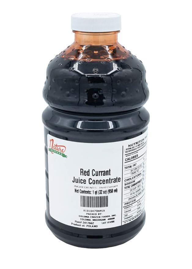 Nature Blessed 100% Pure Red Currant Concentrate - 1 Quart (1/32 fl oz bottle) Applications: Home Wine Making Brewing Distilling Smoothies Jelly