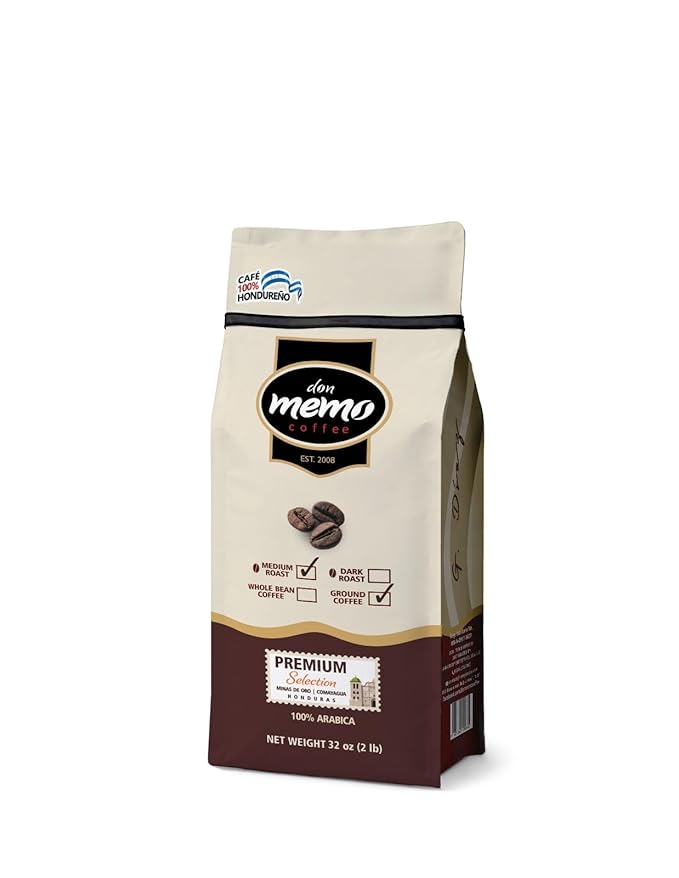 Don Memo Premium Ground Coffee – Single Pack – 2 lb Bag – Medium Roast – 100% Arabica from Honduras – Single Origin – Fresh Roasted &amp Ready to Brew – Family-Owned &amp Ethical